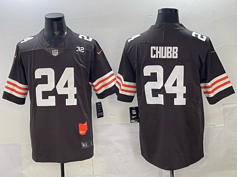 Men 2025 Cleveland Browns 24 Chubb brown Nike Limited NFL Jersey 003